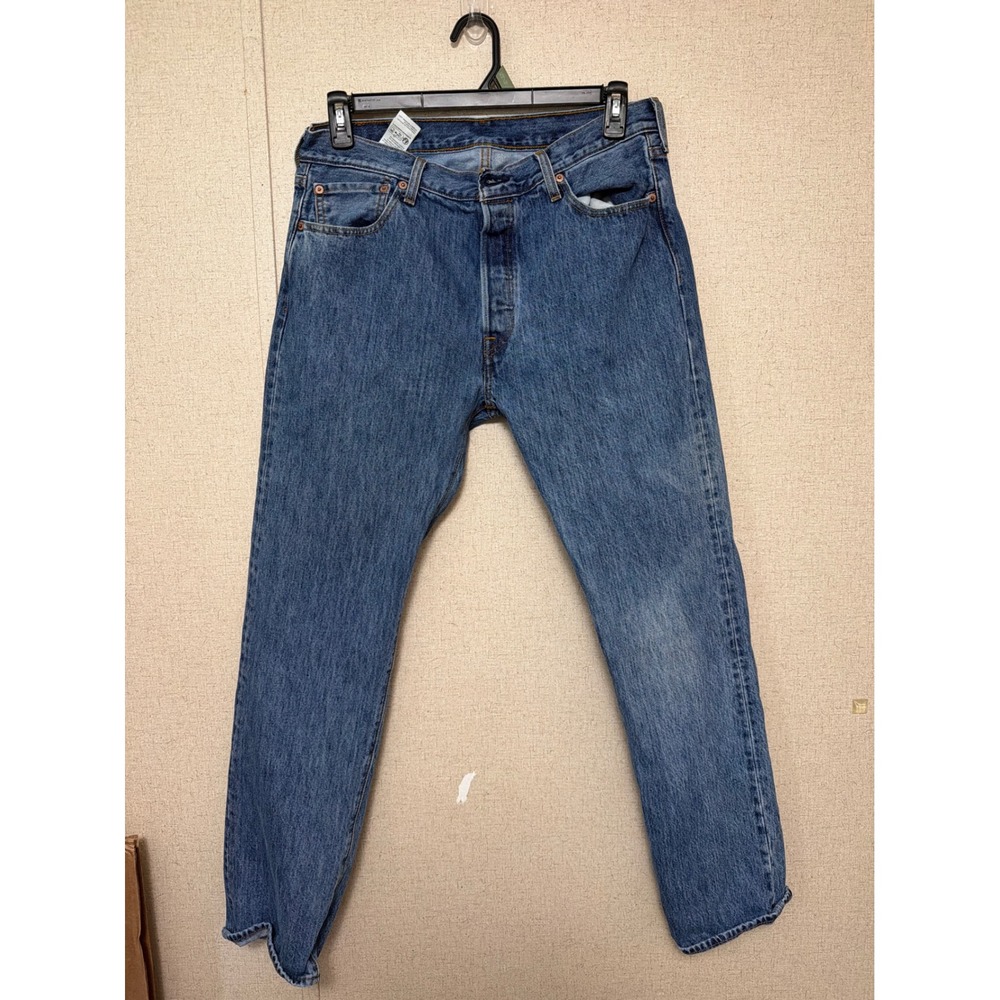 Levis 501 Mens Original Fit Straight Leg Button Fly Blue Jeans 34x32 00501-0193